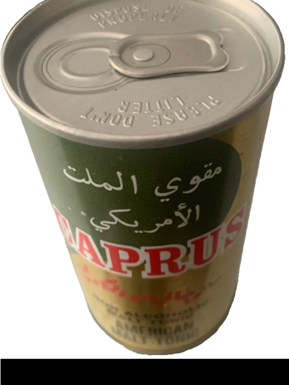 Vintage Beer Can Caprus American Malt Tonic Tab Empty For Export to Middle East